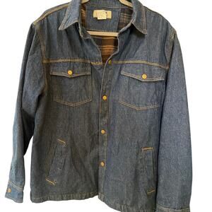 Vintage Duke Haband Trucker Jacket Flannel Lined Denim Barn Coat Work Mens Large